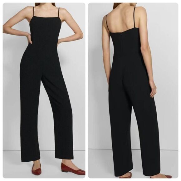 Theory Women's Romper Jumpsuit size 0 (XS) Black Strapped - Picture 1 of 11